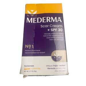 Mederma Scar Cream + SPF 30 0.7oz Sunscreen Scar‎ Treatment NEW Imperfect Box